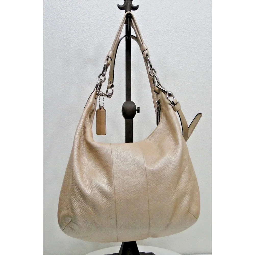 Vintage Coach Kristin Champagne/Pearl Leather Hobo Shoulder bag Purse
